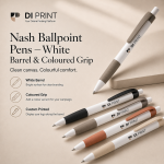 Nash Ballpoint Pens White Barrel and Coloured Grip