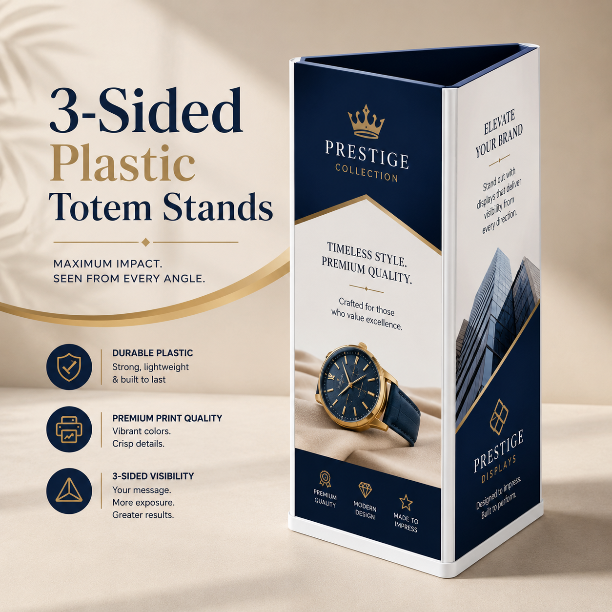 3-Sided Plastic Totem Stands Triple Sided Plastic Totem Stand - Image 1